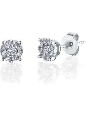 Effective Diamond 0.50 Karat Effective Diamond Koronet Tektaş Gümüş Küpe