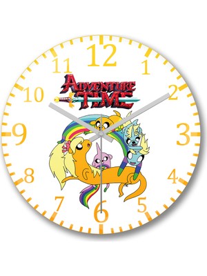 Baskı Dükkanı Adventure Time Finn Jake 3 Duvar Saati Bombeli Gercek Cam