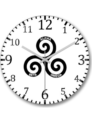 Baskı Dükkanı Alpha Beta Omega1 Duvar Saati Bombeli Gercek Cam