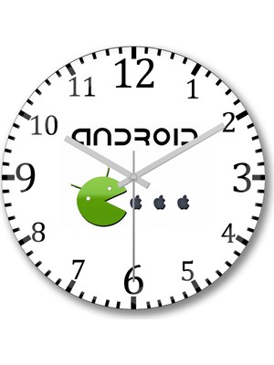 Baskı Dükkanı Android Pac-Man Duvar Saati Bombeli Gercek Cam