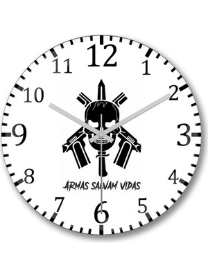 Baskı Dükkanı Armas Salvam Vidas Duvar Saati Bombeli Gercek Cam