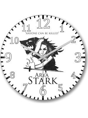 Baskı Dükkanı Arya Stark Duvar Saati Bombeli Gercek Cam