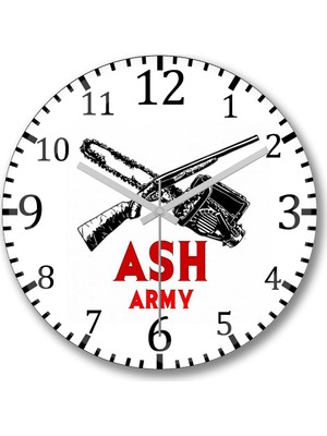 Baskı Dükkanı Ash Army Evil Dead Duvar Saati Bombeli Gercek Cam