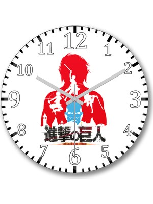 Baskı Dükkanı Attack on Titan Duvar Saati Bombeli Gercek Cam