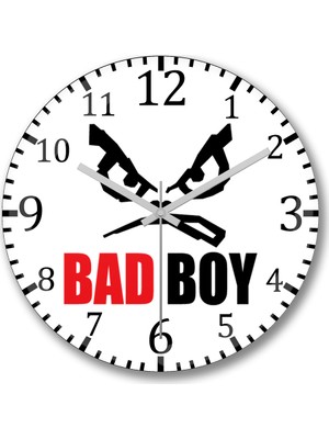 Baskı Dükkanı Badboy 02 Duvar Saati Bombeli Gercek Cam