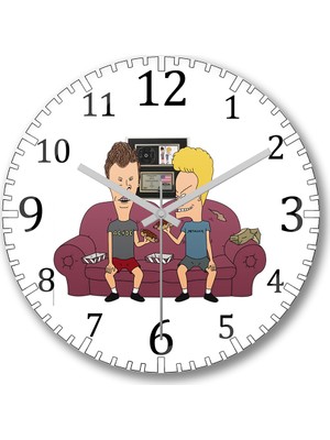 Baskı Dükkanı Beavis Butthead Duvar Saati Bombeli Gercek Cam