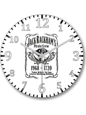 Baskı Dükkanı Black Sails Jack Rackham's Duvar Saati Bombeli Gercek Cam