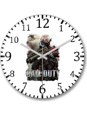 Baskı Dükkanı Call of Duty 2IK Duvar Saati Bombeli Gercek Cam