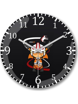 Baskı Dükkanı Createe The Pilot Duvar Saati Bombeli Gercek Cam