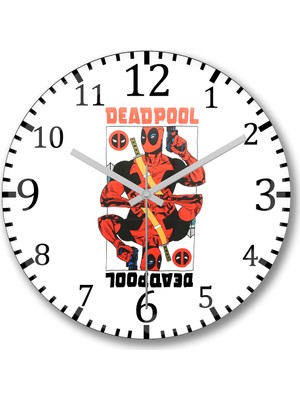 Baskı Dükkanı Deadpool1 Duvar Saati Bombeli Gercek Cam