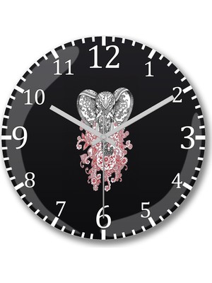 Baskı Dükkanı Elefante 2 Duvar Saati Bombeli Gercek Cam