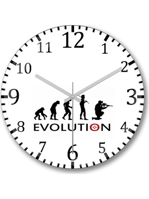 Baskı Dükkanı Evolution Duvar Saati Bombeli Gercek Cam