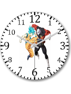 Baskı Dükkanı Goku vs Jiren Duvar Saati Bombeli Gercek Cam