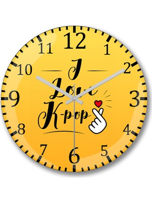 Baskı Dükkanı I Love Kpop Duvar Saati Bombeli Gercek Cam