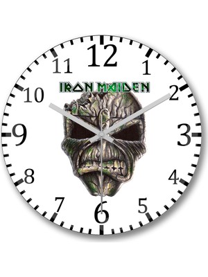 Baskı Dükkanı İron Maiden3 Duvar Saati Bombeli Gercek Cam