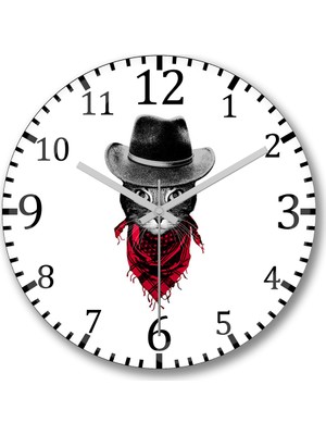 Baskı Dükkanı Kovboy Pug Köpek Duvar Saati Bombeli Gercek Cam