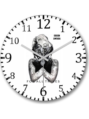 Baskı Dükkanı Marilyn Monroe 4 Duvar Saati Bombeli Gercek Cam