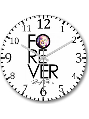 Baskı Dükkanı Marilyn Monroe 8 Duvar Saati Bombeli Gercek Cam