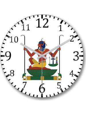 Baskı Dükkanı Mısır Mitolojisi Ra Anubis Duvar Saati Bombeli Gercek Cam