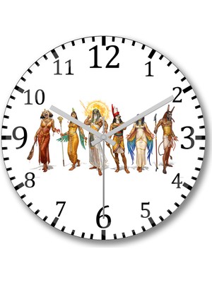 Baskı Dükkanı Mısır Mitolojisi Ra Duvar Saati Bombeli Gercek Cam