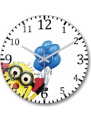 Baskı Dükkanı Minions Wolvenion Duvar Saati Bombeli Gercek Cam