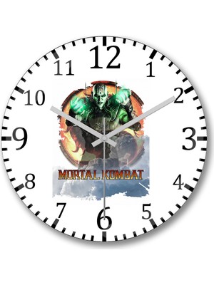 Baskı Dükkanı Mortal Kombat Scorpion and Sub Zero Duvar Saati Bombeli Gercek Ca