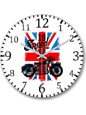 Baskı Dükkanı Moto Caveira Duvar Saati Bombeli Gercek Cam