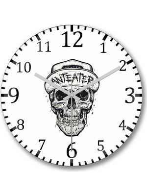 Baskı Dükkanı Skull Britanico Duvar Saati Bombeli Gercek Cam