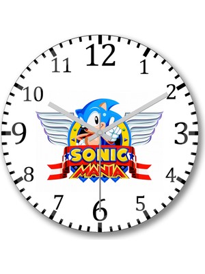 Baskı Dükkanı Sonic Retro Duvar Saati Bombeli Gercek Cam