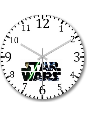 Baskı Dükkanı Star Wars Duvar Saati Bombeli Gercek Cam