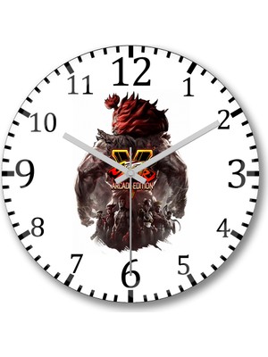 Baskı Dükkanı Street Fighter Vega Duvar Saati Bombeli Gercek Cam