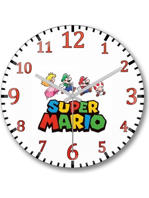 Baskı Dükkanı Super Minion Mario Duvar Saati Bombeli Gercek Cam