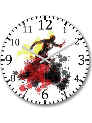 Baskı Dükkanı The Flash Modelo Duvar Saati Bombeli Gercek Cam