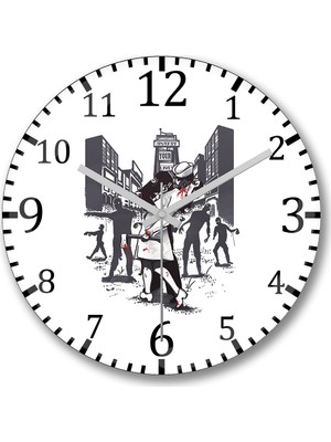 Baskı Dükkanı The Walking Dead4 Duvar Saati Bombeli Gercek Cam