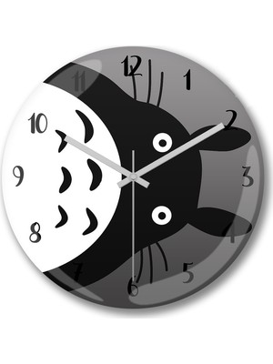 Baskı Dükkanı Totoro5 Duvar Saati Bombeli Gercek Cam