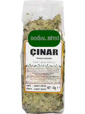 Bitki Diyarı Derin Yırtıklı Çınar Yaprağı Bitki Çayı Paket 50 gr