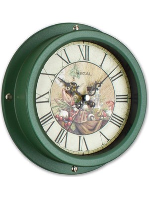 Ultima Regal 0066 H2 Vintage Tarzı Metal Kasa Duvar Saati Yeşil 22 cm