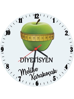 Biresimden Diyetisyene Hediye Isimli Cam Duvar Saati