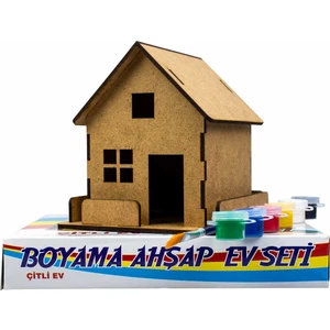 EMİN Ahşap Boyama Ev Seti Boya Fırça ve Maket