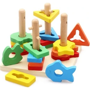 Ahşap Geometrik Tak Çıkar Balık Tutma