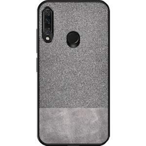 Huawei Honor 9X - 9X Pro Fabrik Serisi Kumaş/Deri Desen Kılıf Gri