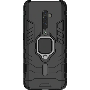 Oppo Reno 2 Batman Serisi Yüzük Standlı Armor Kılıf Siyah