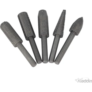 Aladdin Shop 5'li Döner Metal Aşındırma Törpü Seti İnce Dişli 6 mm Şaft Eğe Seti