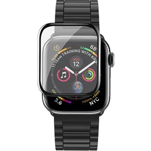 Apple Watch Uyumlu Seri 4/5 44 mm Tam Kaplayan Kavisli Ekran Koruyucu 3D Pet Film - Siyah
