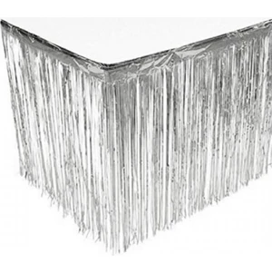 Layda Süs Metalize Püsküllü Masa Eteği Gümüş Renk