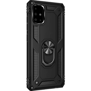 Samsung Galaxy A71 Kılıf Military Ring Holder Siyah