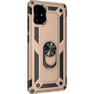 Samsung Galaxy A71 Kılıf Military Ring Holder Gold