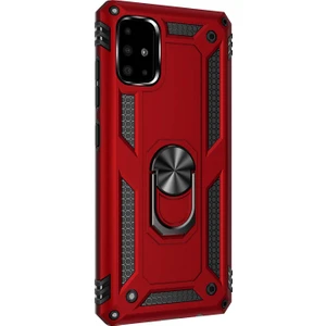 Samsung Galaxy A51 Kılıf Military Ring Holder Kırmızı