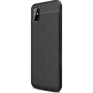Samsung Galaxy A51 Kılıf Deri Dokulu Silikon Siyah