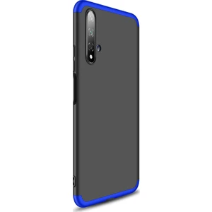 Huawei Honor 20 Kılıf Double Dip 360 Derece Koruma Siyah Mavi
